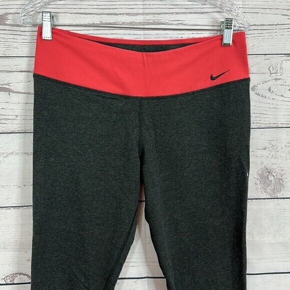 Nike Leggings Womens Large Gray Midrise Crop Logo Stretch Yoga - Picture 2 of 12